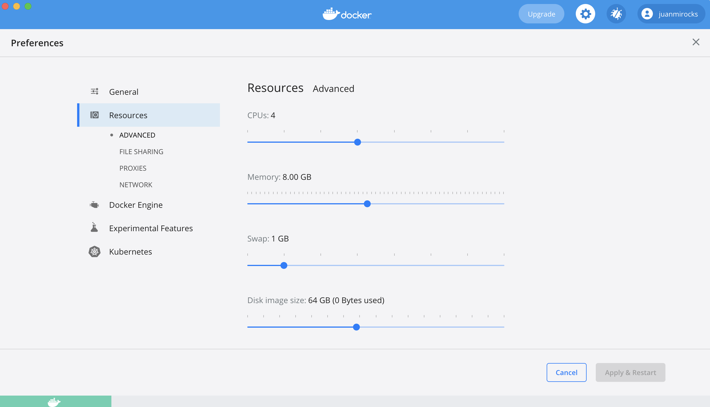 Screenshot: Docker Desktop Preferences Pane