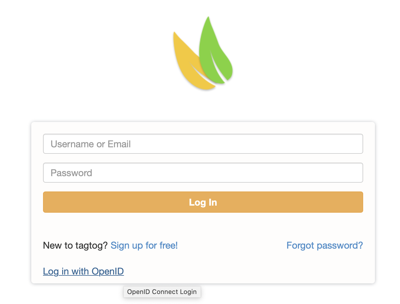 Screenshot: Login with OpenID Connect